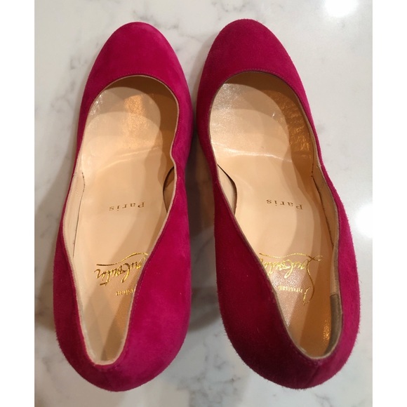 CHRISTIAN LOUBOUTIN Hot Pink “Simple Pump” Suede Heels SZ 36.5 - Picture 5 of 17